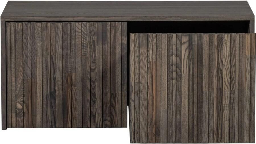 WOOOD New Gravure Kistbank Essenhout Espresso Bruin 40x88x50 cm