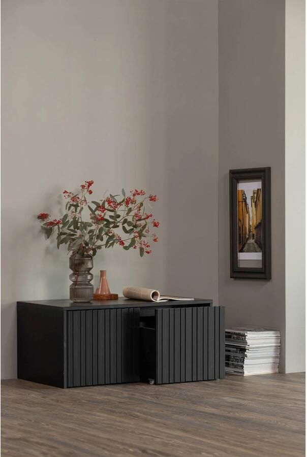 WOOOD New Gravure Kistbank Grenenhout Zwart 40x88x50 cm - Foto 3