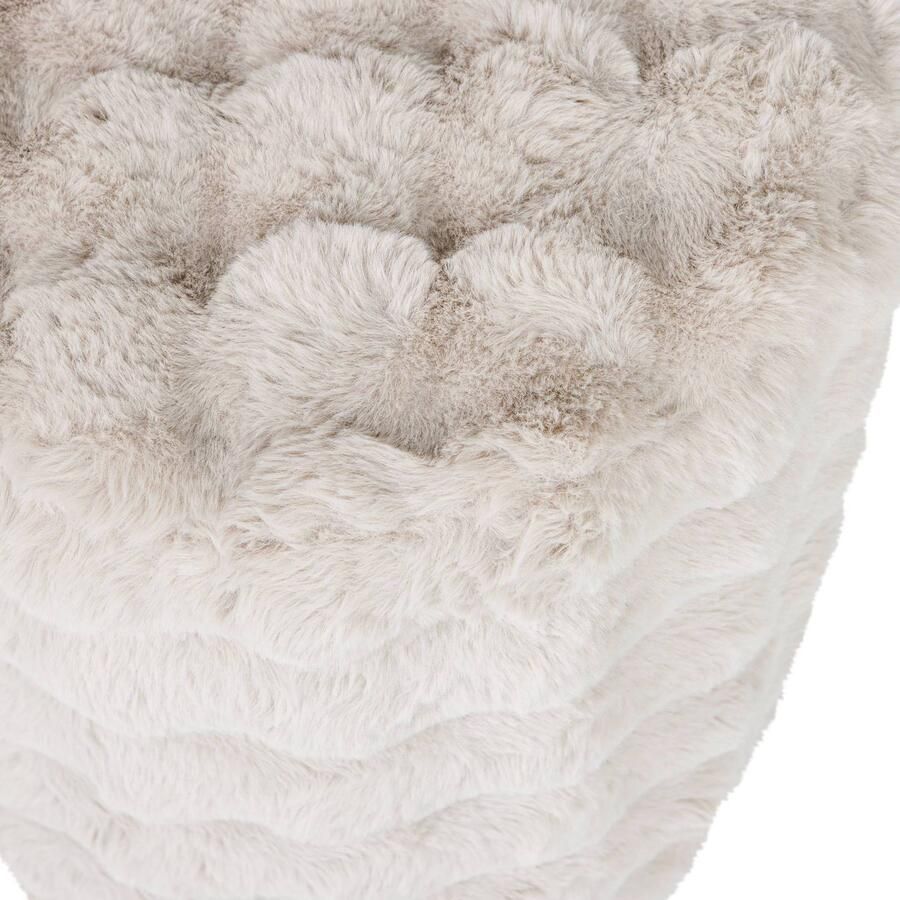 WOOOD Olven Poef Hoog Fluffy Stof Naturel Beige 46x46x46 cm - Foto 2