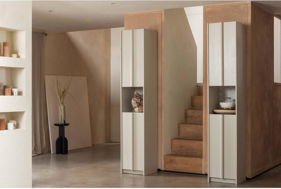 WOOOD Vitrinekast Basu Smalle Hoge kast 2 deuren 1 lade h 210 cm x b 40 cm - Foto 2