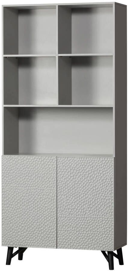 WOOOD Rek Carve Staande plank met 2 deuren met open vakken 2 deuren h 200 cm x b 90 cm - Foto 9