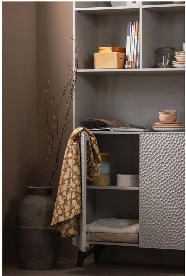 WOOOD Rek Carve Staande plank met 2 deuren met open vakken 2 deuren h 200 cm x b 90 cm - Foto 4