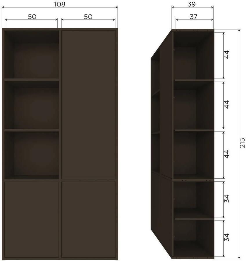 WOOOD Meggy Opbergkast Rechts Grenen hout Middenbruin 215x108x40 - Foto 3