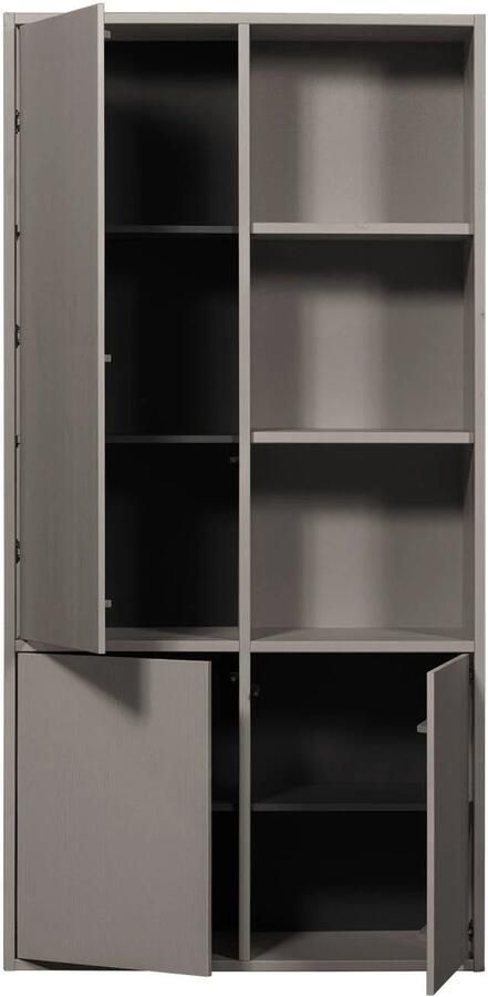 WOOOD Merel opbergkast Grenen Warmgrijs 100x200x44 - Foto 2