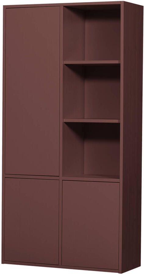 WOOOD Merel opbergkast Grenen Bordeauxrood 100x200x44