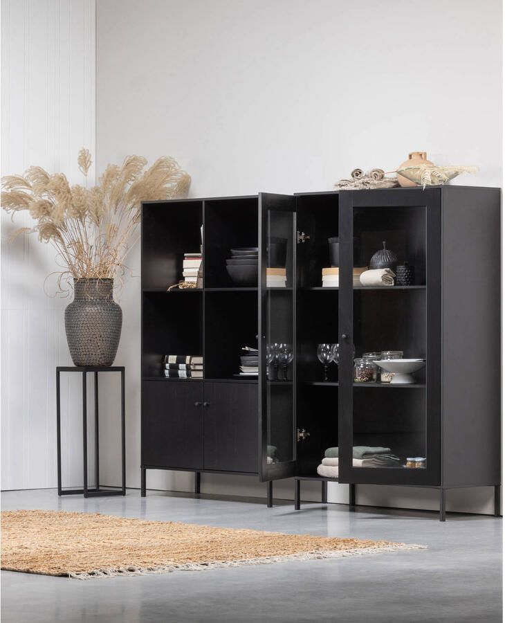 WOOOD Xam Open Kast Grenen Zwart 155x107x39