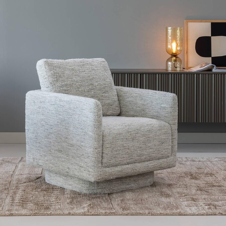 WOOOD Oska Draaifauteuil Melange Stof Naturel Beige 64x78x79 cm - Foto 2