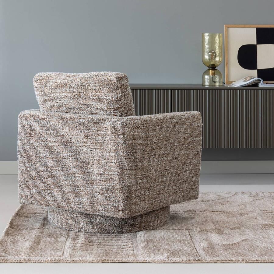 WOOOD Oska Draaifauteuil Melange Stof Bruin 64x78x79 cm - Foto 3