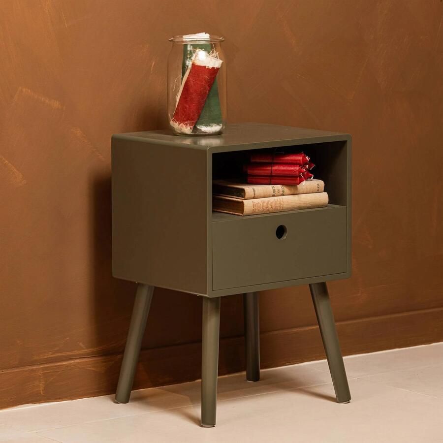 WOOOD Ozzy Nachtkastje Hout Warm Groen 53x36x30 cm - Foto 4