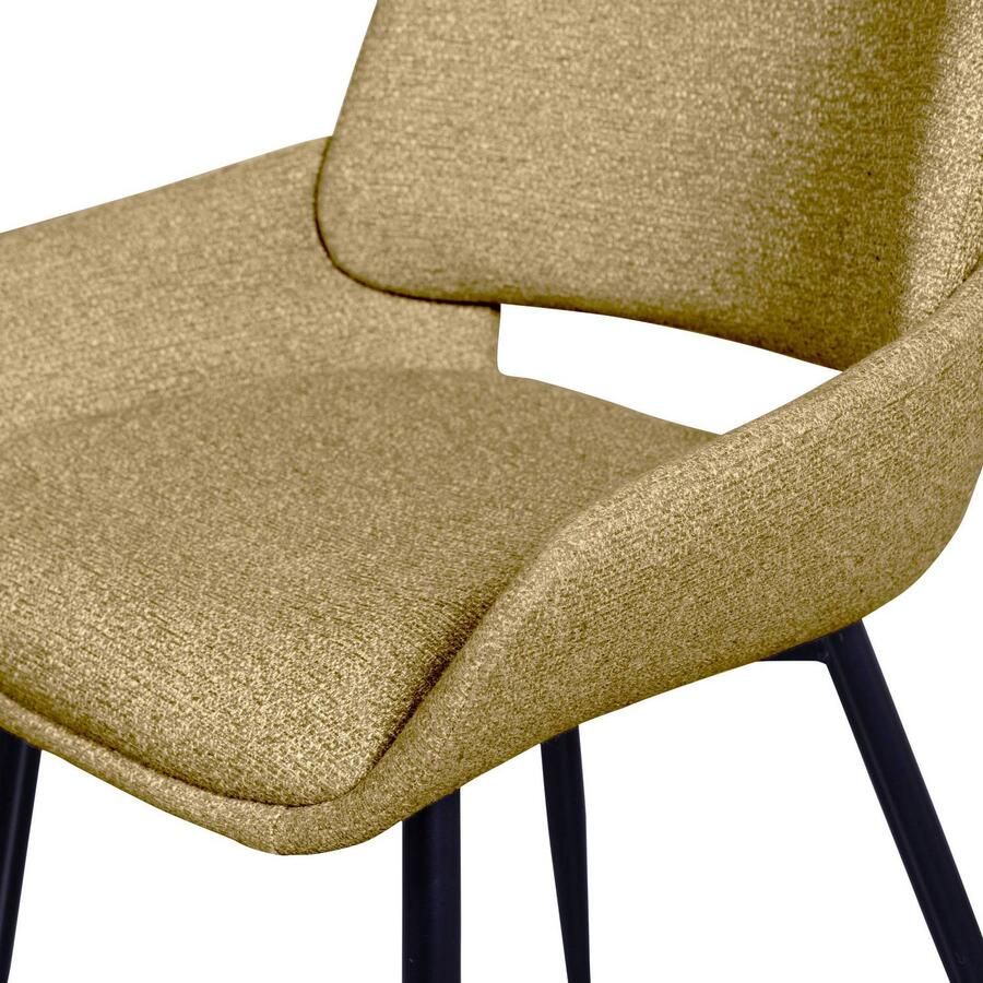 BePureHome Parade Eetkamerstoelen- Melange Stof Mosterd Set van 2 - Foto 2