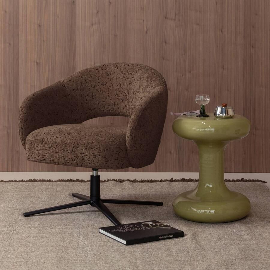 WOOOD Pico Draaifauteuil Wollig Structuur Bruin 74x71x69 - Foto 3