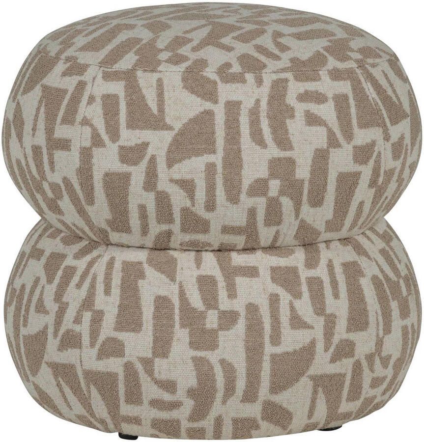 WOOOD Anic Poef Polyester Grafisch Patroon Zand Beige 40x43x43 cm