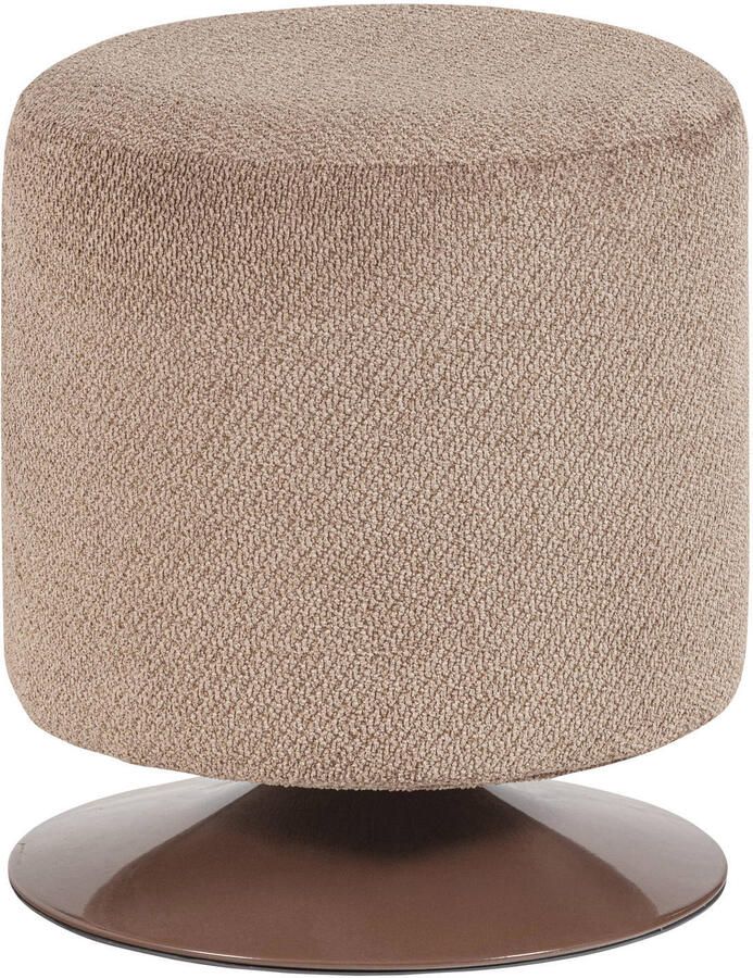 WOOOD Islen Poef Met Draaivoet Bouclé Bruin 47x39x39 cm