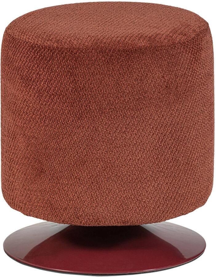 WOOOD Islen Poef Met Draaivoet Bouclé Bordeauxrood 47x39x39 cm