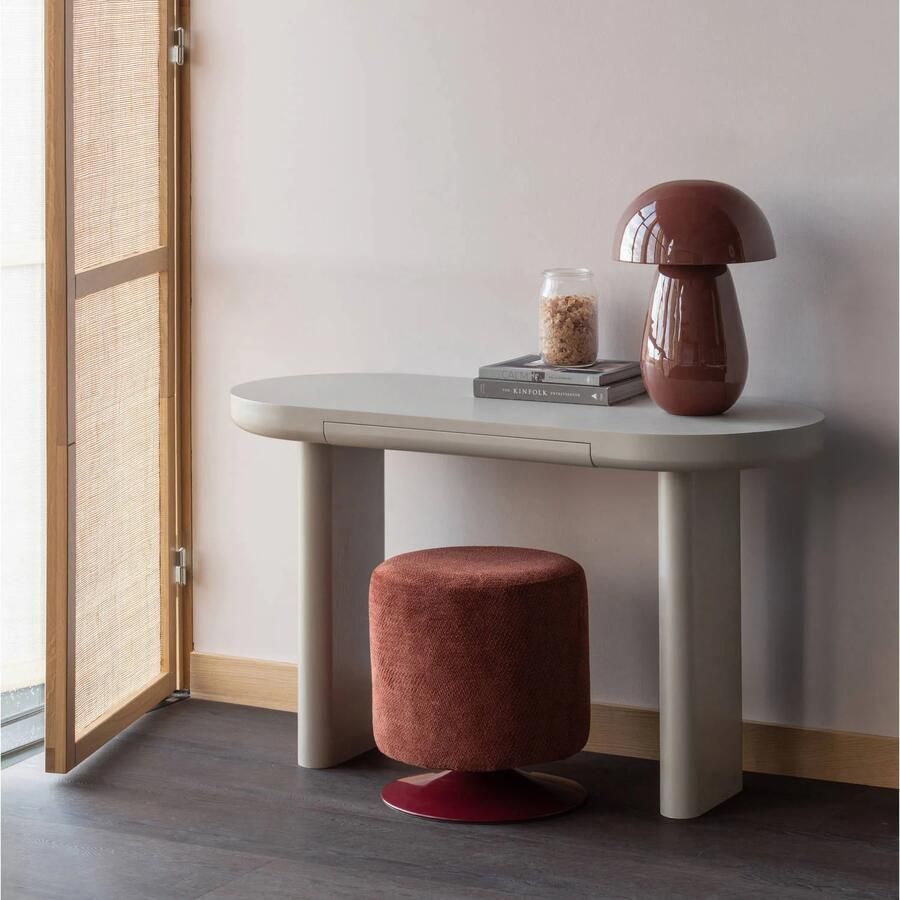 WOOOD Islen Poef Met Draaivoet Bouclé Bordeauxrood 47x39x39 cm - Foto 2