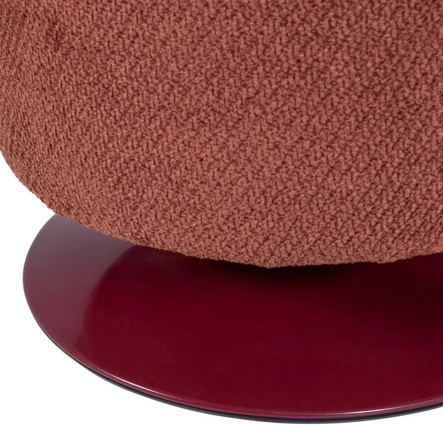 WOOOD Islen Poef Met Draaivoet Bouclé Bordeauxrood 47x39x39 cm - Foto 3