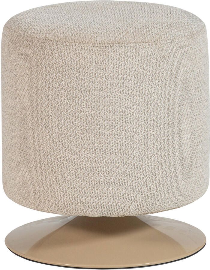 WOOOD Islen Poef Met Draaivoet Bouclé Beige 47x39x39 cm
