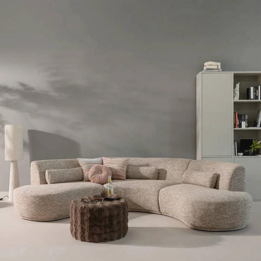 WOOOD Olven Poef Laag Fluffy Stof Bruin 36x60x60 cm - Foto 2