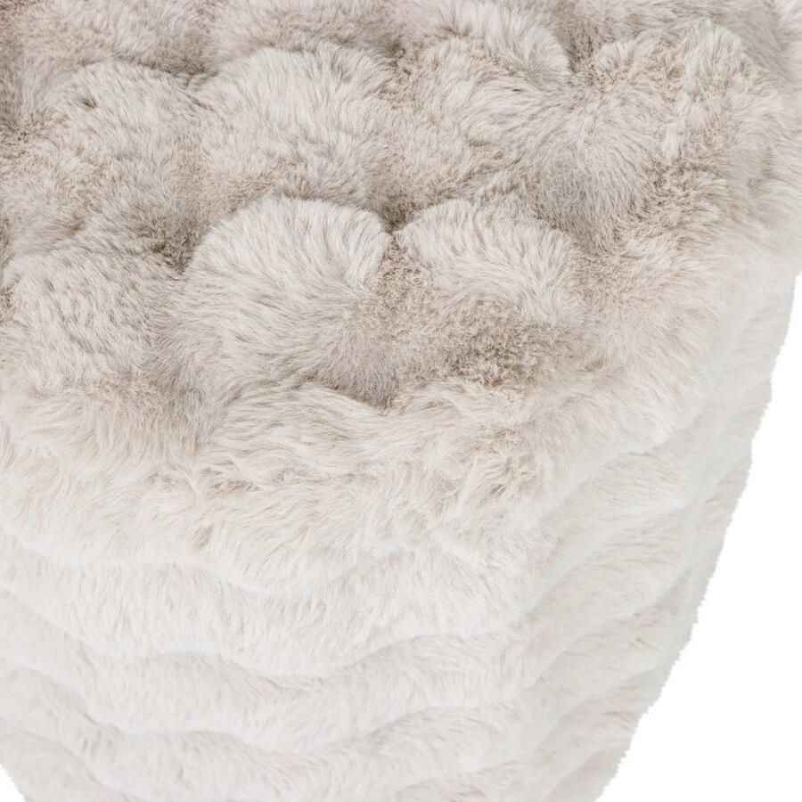 WOOOD Olven Poef Hoog Fluffy Stof Naturel Beige 46x46x46 cm