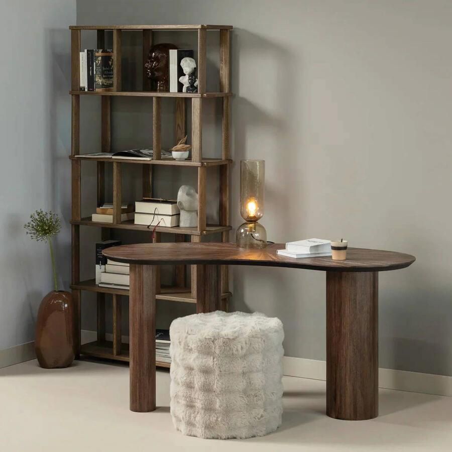 WOOOD Olven Poef Hoog Fluffy Stof Naturel Beige 46x46x46 cm - Foto 2