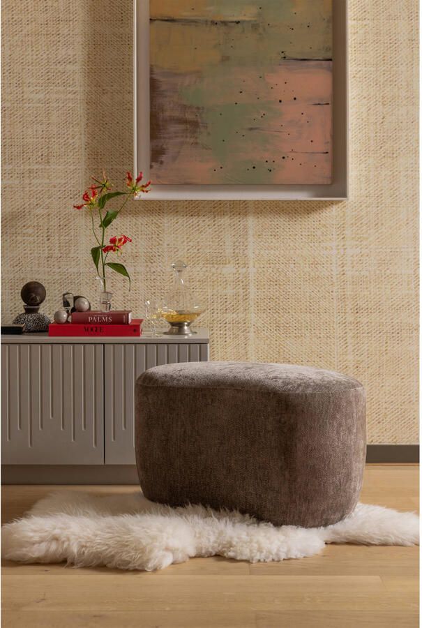 BePureHome WOOOD Popular Organische Poef Polyester Taupe 46x73x49 - Foto 3