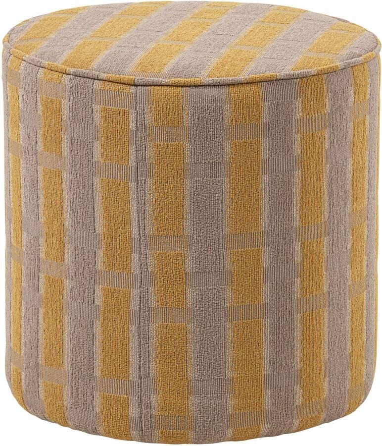 WOOOD Sarli Poef Hoog Dessin Chenille Taupe Geel 46x46x46 cm