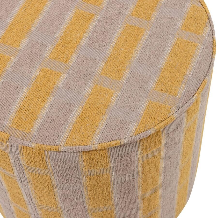 WOOOD Sarli Poef Hoog Dessin Chenille Taupe Geel 46x46x46 cm - Foto 3
