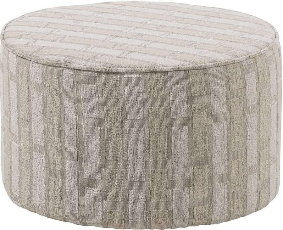 WOOOD Sarli Poef Laag Dessin Chenille Naturel Beige 36x60x60 cm