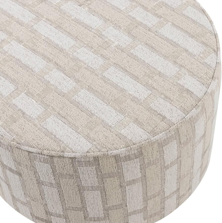 WOOOD Sarli Poef Laag Dessin Chenille Naturel Beige 36x60x60 cm - Foto 3