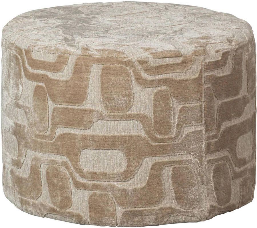 WOOOD Yago Poef Viscose Polyester Naturel Beige 43x60x60 cm