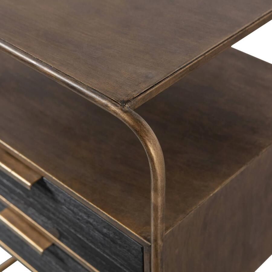 BePureHome Polite Nachtkastje Metaal hout Antique Brass 62x45x38 - Foto 2