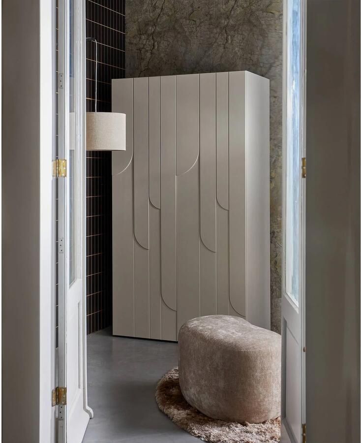 WOOOD Popular Poef Chenille Stof Naturel Beige 46x73x49 cm - Foto 2