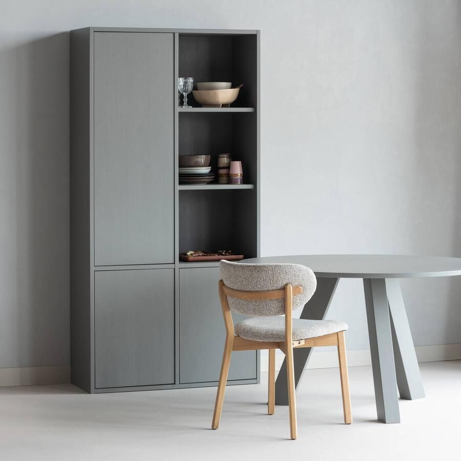 WOOOD Rhonda Eettafel Ø129 CM Eiken Warmgrijs- 75x129x129 - Foto 2
