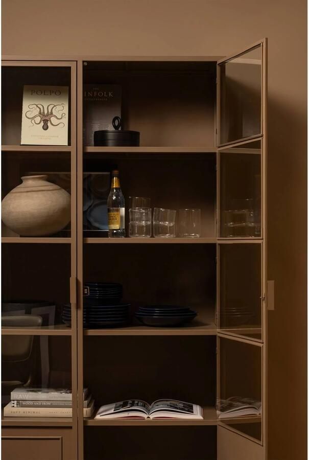 WOOOD Ronja Vitrinekast Metaal Military Brown 189x110x43