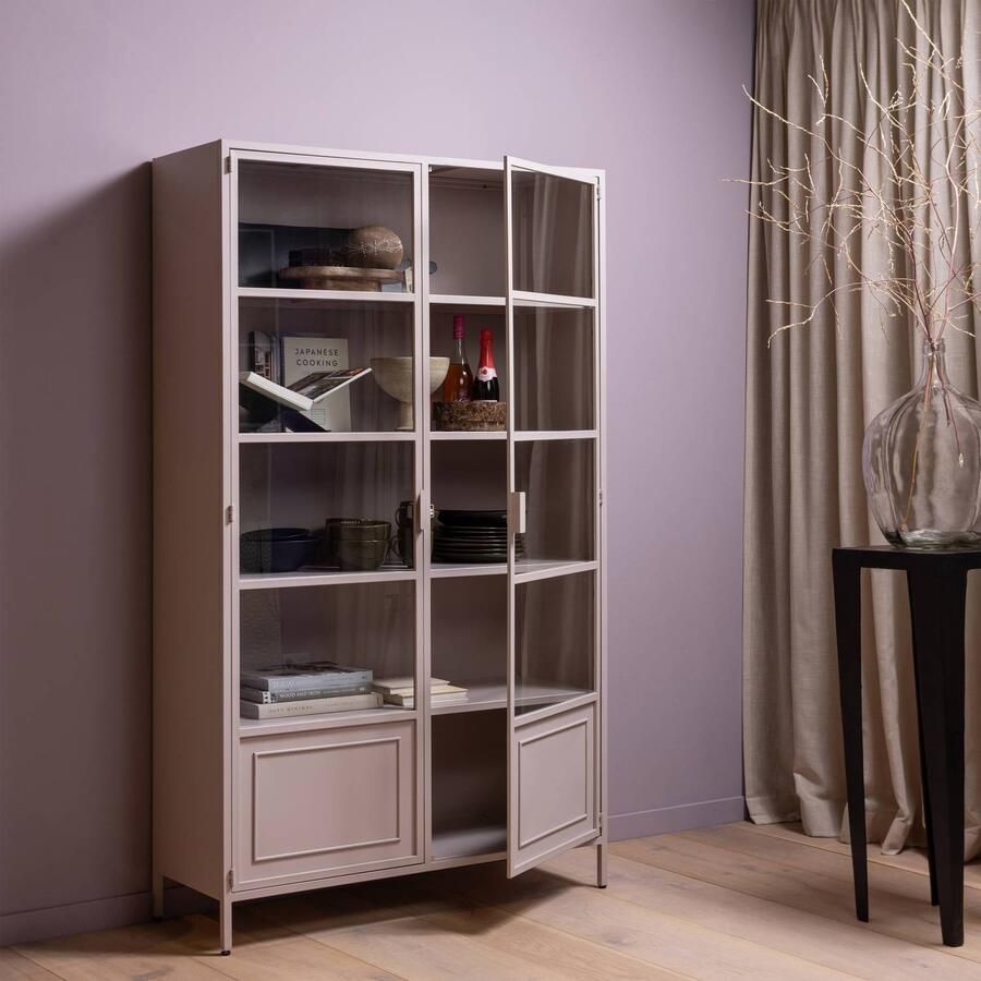 WOOOD Ronja Vitrinekast Metaal Soft Pink 189x110x43 - Foto 3
