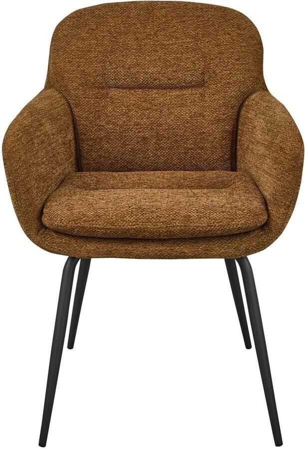 WOOOD Runa Eetkamerstoelen Polyester Caramel Bruin Geel -Set van 2 - Foto 3