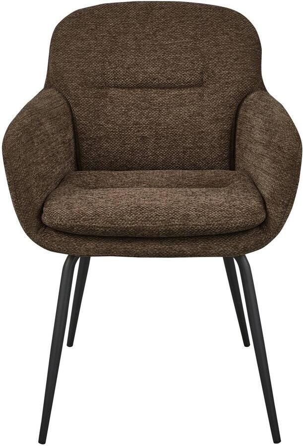 WOOOD Runa Eetkamerstoelen Polyester Donker Zand Set van 2 - Foto 2