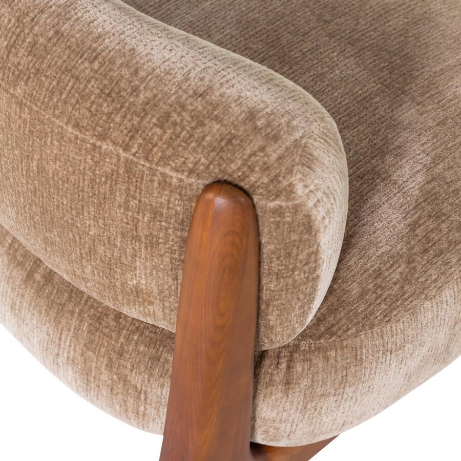 WOOOD Runi Fauteuil Hout Velvet Zand 69x64x72 - Foto 2