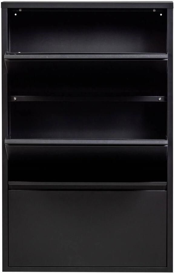 WOOOD Sabine 3-Vaks Schoenenkast Metaal Zwart 103x66x16 cm - Foto 3