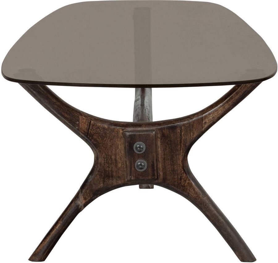BePureHome Flash Salontafel Glas Tafelblad Met Mangohouten Poten Walnoot Bruin 42x110x60 cm - Foto 3