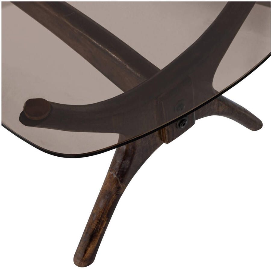 BePureHome Flash Salontafel Glas Tafelblad Met Mangohouten Poten Walnoot Bruin 42x110x60 cm - Foto 2
