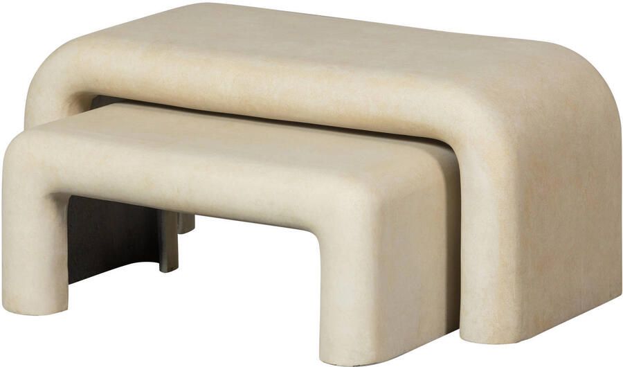 WOOOD Exclusive Salontafel Stani Set van 2 stuks Betonlook 92 x 42cm Naturel - Foto 4