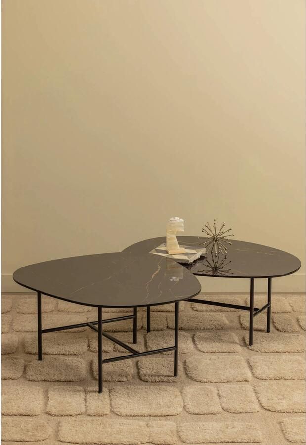 WOOOD Salontafel Vajen met tafelblad in marmerlook slank metalen frame - Foto 4