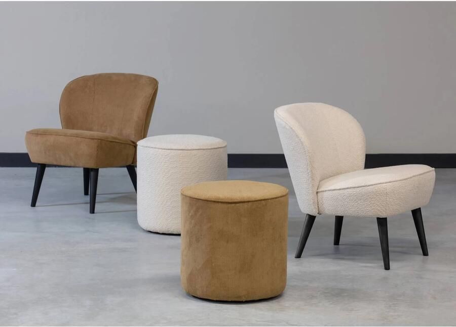 WOOOD Sara Fauteuil Bouclé Stof Creme Wit 71x59x70 cm - Foto 4