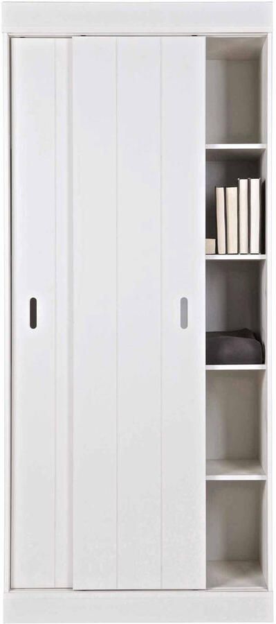 WOOOD Row Plankenkast Met Schuifdeuren Grenen Wit 195x85x44 - Foto 4