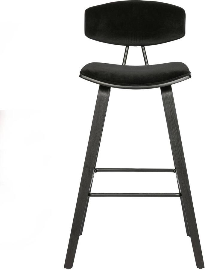 WOOOD Exclusive Senn Barstoel Fluweel Zwart Set van 2 - Foto 2