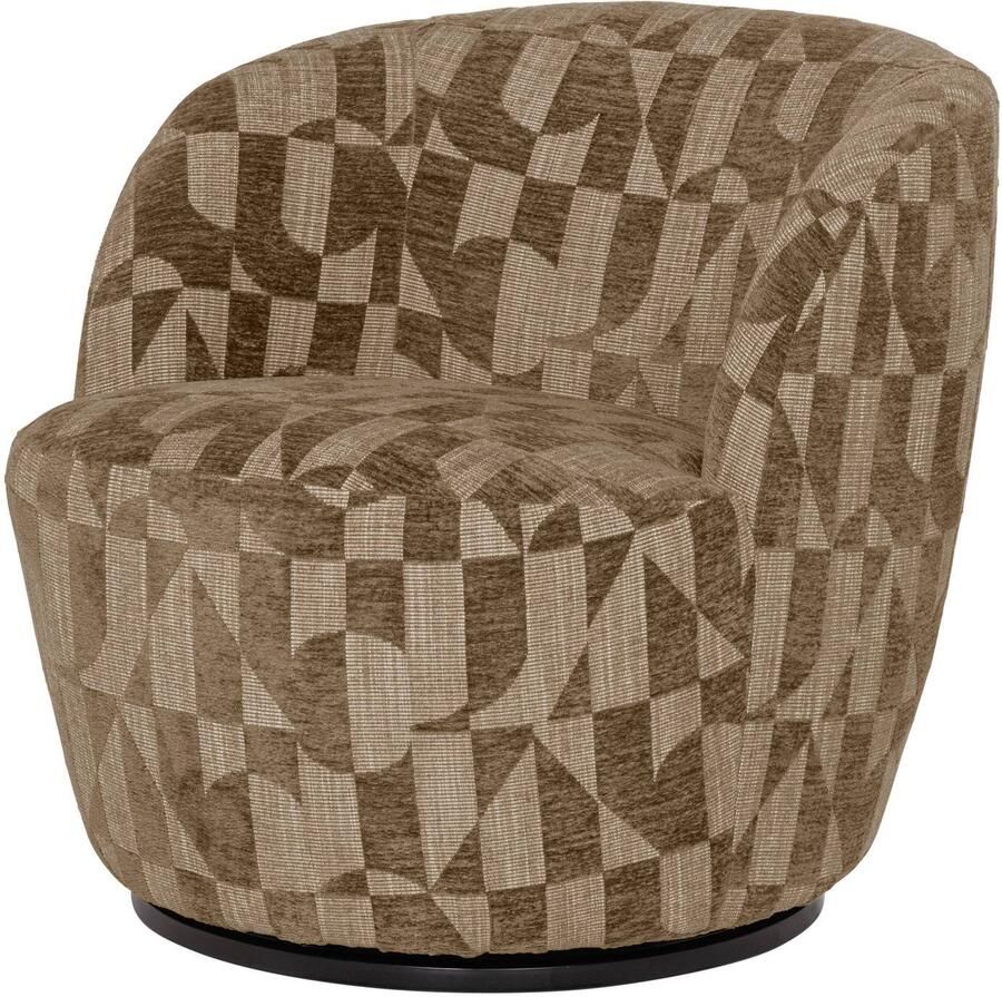 WOOOD Serra Draaifauteuil Grafisch Patroon Oudroze 68x70x77