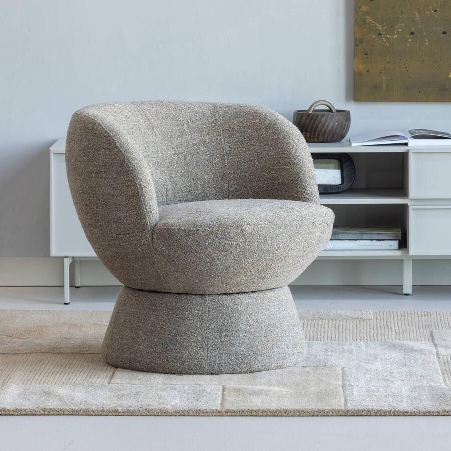 WOOOD Shuffle Draaifauteuil Melange Stof- Bruin 72x73x71cm - Foto 3