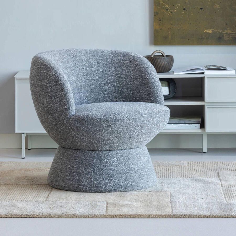 WOOOD Shuffle Draaifauteuil Melange Stof Grijs 72x73x71cm - Foto 3