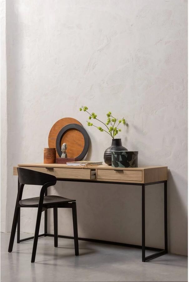 WOOOD Silas Bureau Eikenhout Melamine Naturel 74x140x44 cm - Foto 3